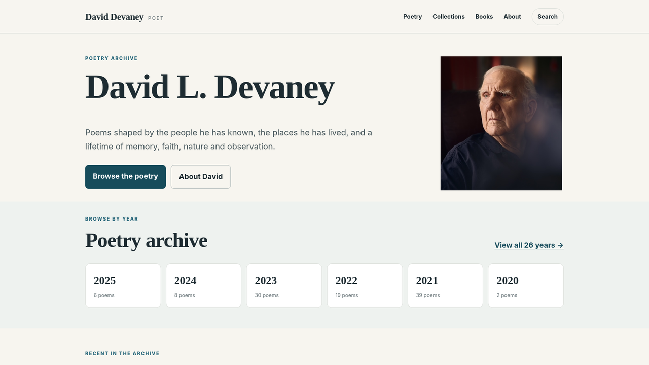David L. Devaney poetry site, archived build capture