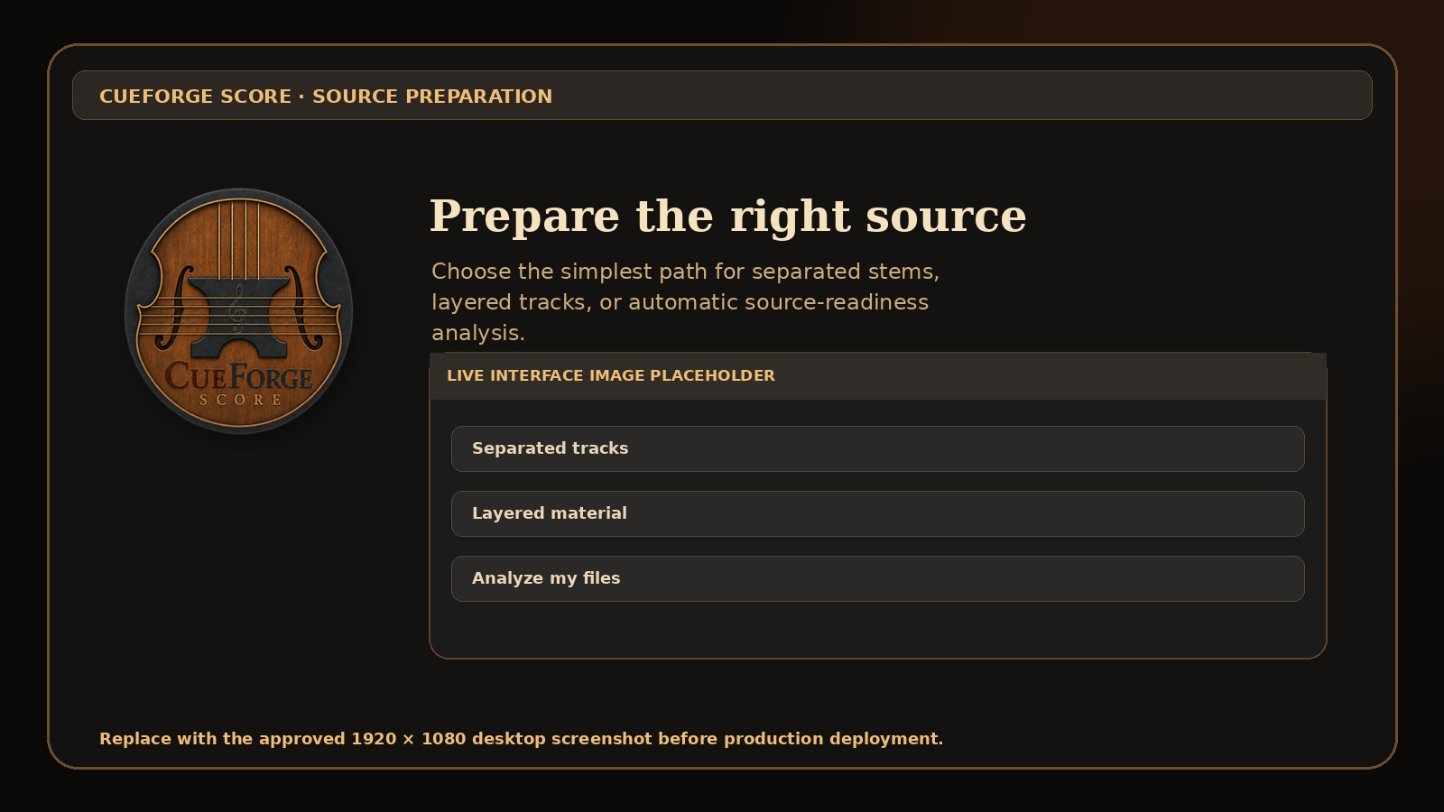 CueForge Score source preparation